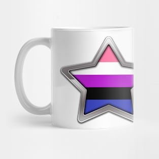 Large Gender Fluid Pride Flag Colored Star with Chrome Frame Mug